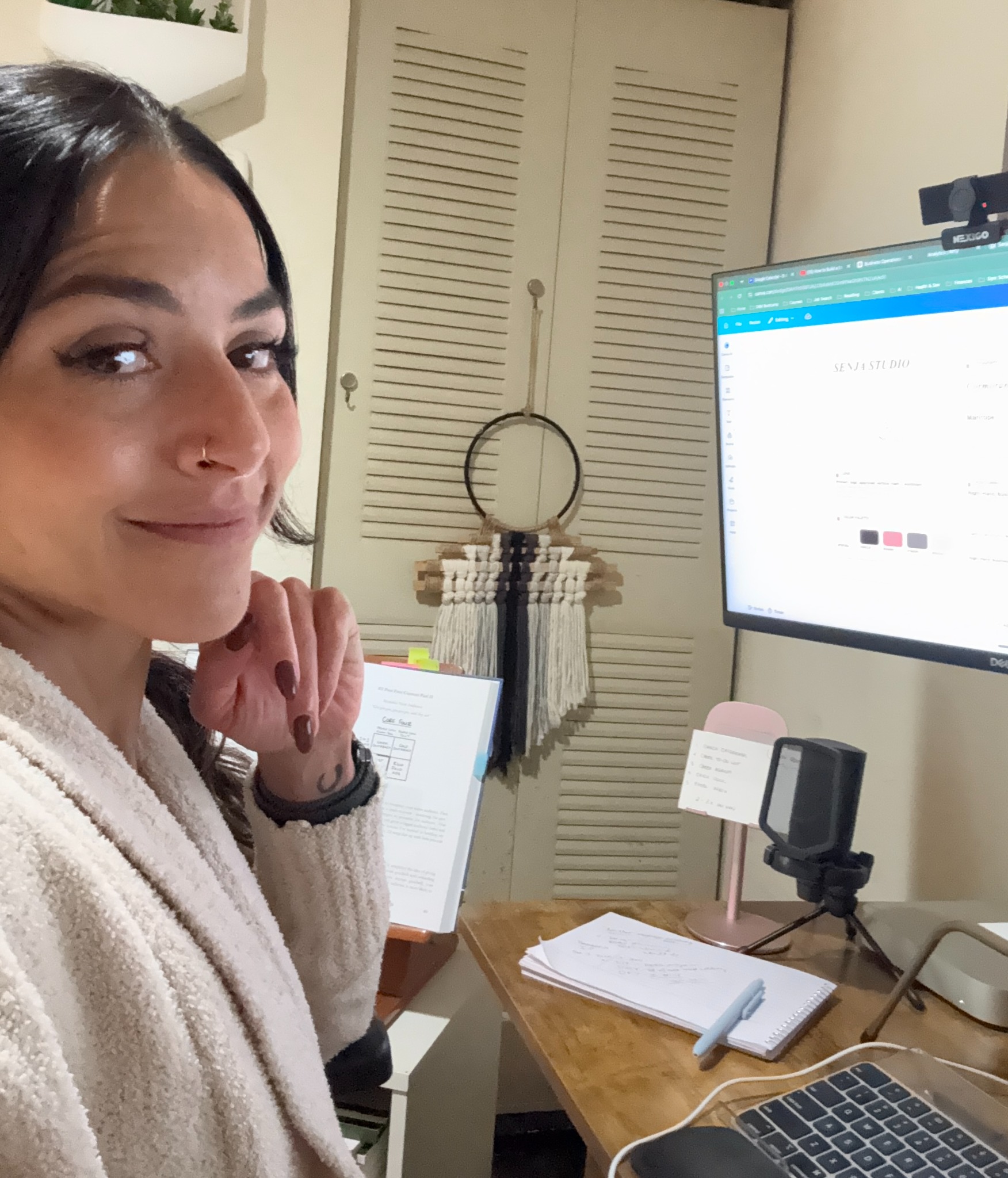 Pamela at her Senja Studio strategy workspace