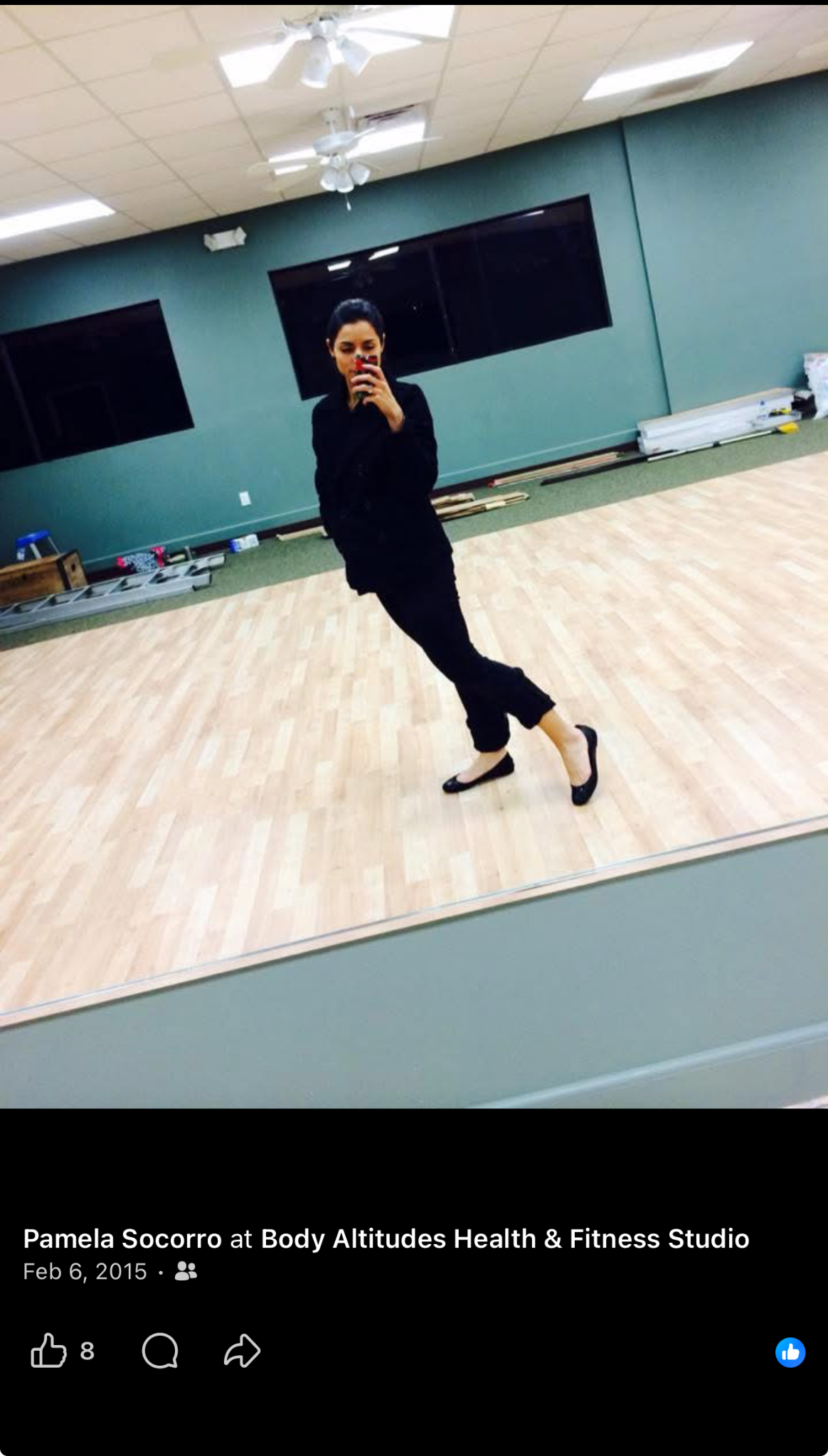 Pamela inside Body Altitudes while the studio was being built