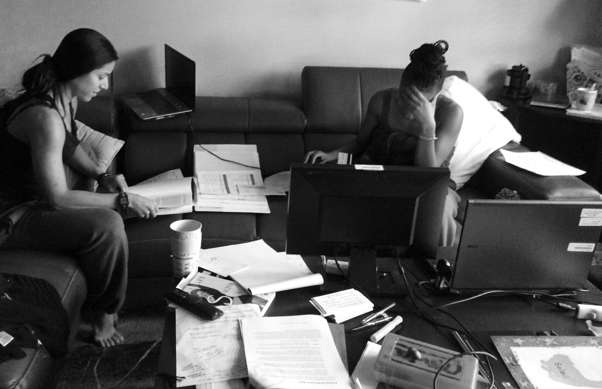 Pamela and Nicole planning their business together